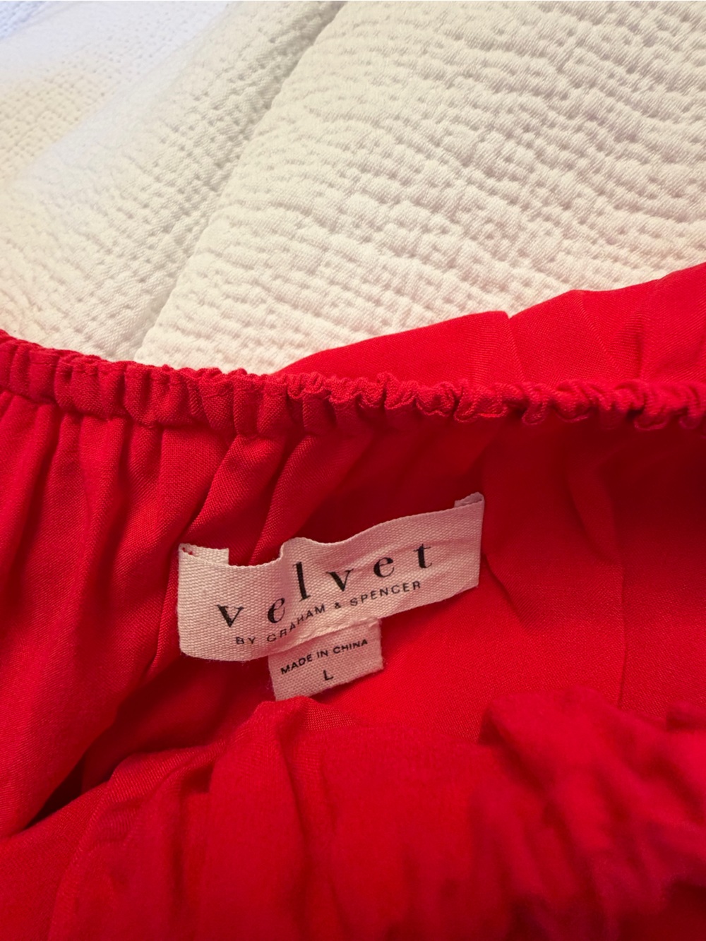 Velvet Red Off-Shoulder Ruffle Blouse - Picture 2 of 2